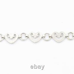 18k White Gold Love/Heart Chain Link Bracelet 6 3/4 Long
