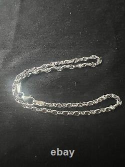 18k White Gold, Oval Navy Mariner Bracelet, 8.3 Inches -made In Italy