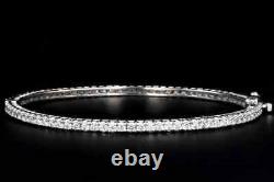 18k White Gold Over 4.00 Carat Round Brilliant Diamond Bangle Bracelet In 7.5