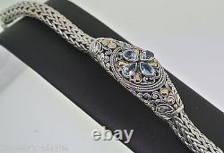18k White Gold With Silver And Blue Topaz 7.5 Ladies Bracelet Weight 46.5gm
