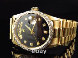 18k Yellow Gold Mens 36 MM Rolex President Day-Date 18038 Diamond Bezel Watch