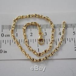 18k Yellow & White Gold Bracelet, Oval Navy Mesh 7.50 Inch Long, Made In Italy