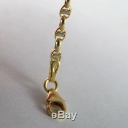 18k Yellow White Gold Oval Navy Mariner Bracelet 7.50 Inches 19 CM Made In Italy