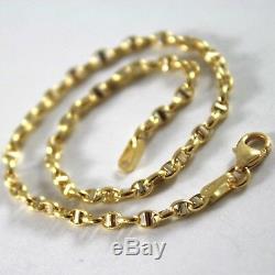 18k Yellow White Gold Oval Navy Mariner Bracelet 8.30 Inches 21 CM Made In Italy