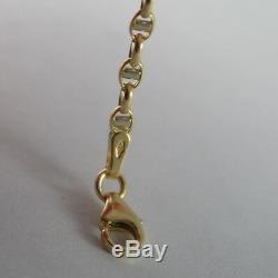 18k Yellow White Gold Oval Navy Mariner Bracelet 8.30 Inches 21 CM Made In Italy