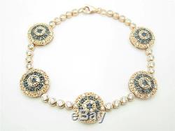 18kt Rose Gold Sterling Silver White Sapphire Evil Eye Tennis Kabbalah Bracelet