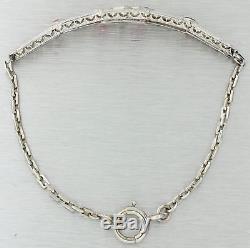 1930s Art Deco 14k White Gold Platinum Filigree. 45ct Diamond Ruby Bracelet