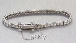 1940s Antique Art Deco 14K White Gold 1.32ctw Diamond Tennis Bracelet M8