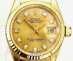 1991 Ladies 18ct Yellow Gold Rolex 69178 Datejust Diamond Dot Dial Watch
