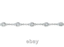 1.00 Carat Natural Diamond Bezel Bracelet G SI 14K White Gold 14 stones 7'