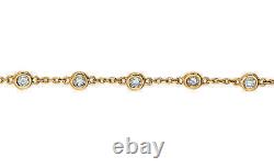 1.00 Carat Natural Diamond Bezel Bracelet G SI 14K Yellow Gold 14 stones 7'