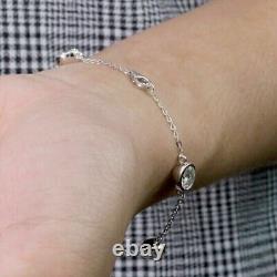 1.25 TCW Round Cut VVS1 Moissanite Women's Bezel Bracelet 14K White Gold Plated