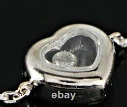$1,420 Chopard 18K Gold Round Bezel Happy Floating Diamond Heart Ankle Bracelet