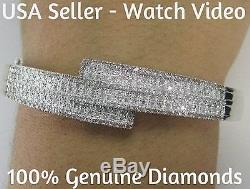 1.63 Carat Genuine Diamonds Womens Ladies White Gold Finish Pave Bracelet Bangle