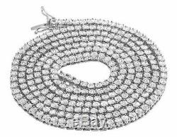 1 Row Diamond Chain Necklace Choker White Gold Finish 3.5 MM 18 ins 1.25 Ct