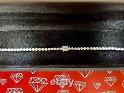 1ct Princess Cut Bracelet White Gold Gift Box Lab-Created Diamond Test Pass