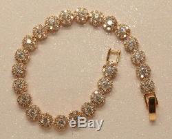 1ct Round Flower Diamond Tennis Bracelet in 14K Yellow Gold Finish 0.5 Carat