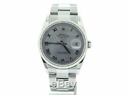 2000's Rolex Stainless Steel/18K White Gold Datejust Oyster Silver Roman 16234