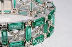 $200,000 48.59ct Natural Colombian Emerald & Diamond Cluster Bracelet Vs 18k Wg