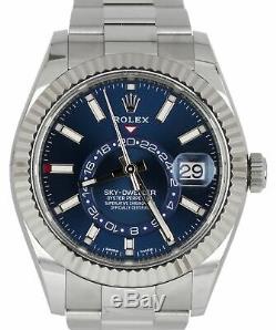 2019 Rolex Sky-Dweller Stainless White Gold BLUE DIAL 326934 42mm Steel Watch