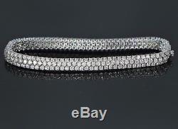 $24,800 Iced Bracelet 18K White Gold 8.00 F VS1 Round Pave Brilliant Diamond 7