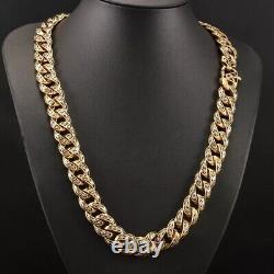 24ct Gold Layered Patterned Mens Curb Cuban link Bracelet And Chain Set Gift 24k