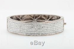 $25,000 30ct VS G Princess Cut Diamond 14k White Gold Bangle Bracelet 70g HEAVY