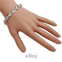 25.75Ct Natural Aquamarine and Diamond 14K Solid White Gold Bracelet