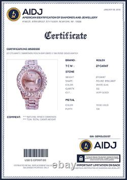 27 Cts White Diamonds Rolex Day-Date II 18K Rose Gold Watch 218235 Video ASAAR