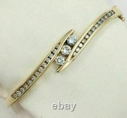 2CT Round Cut Lab Created Diamond Wedding Bangle Bracelet 14K Yellow Gold Finish