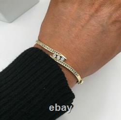 2Ct Round Cut Lab Created Women's Bangle Bracelet 14K Yellow Gold Finish