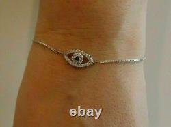 2.20 Ct Round Simulated Diamond Wedding Evil Eye Bracelet 14K White Gold Finish