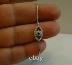 2.20 Ct Round Simulated Diamond Wedding Evil Eye Bracelet 14K White Gold Finish