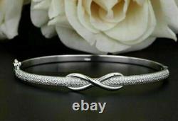 2.3 Ct Simulated Diamond Pave Set Wedding Infinity Bracelet 14K White Gold Over