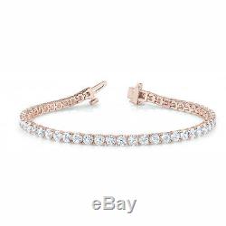 2.43 Carat SI1 White Round Diamond Bracelet In Line Prong Set 14k Rose Gold