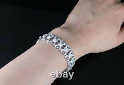 $30K 18K White Gold 5.10ct Diamond 15mm Wide Vintage Milgrain Style Bracelet 7
