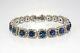$30,000 17.71ct Natural Blue Sapphire & Diamond Cluster Bracelet 18k White Gold