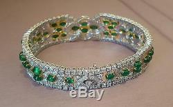 32 ct Cabochon Emerald and Diamond Bracelet 18k White and Yellow Gold HM1685SS8