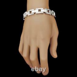 $39600 Certified 14k White Gold 10.00ctw Natural Untreated Diamond Mens Bracelet