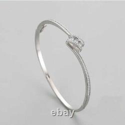 3CTW Round VVS1 Moissanite Wedding Gift Bangle Bracelet 14k White Gold Plated 7