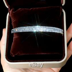 3Ct 100% Natural Diamond 14K White Gold Cluster Bangle EFFECT 6Ct BWG10