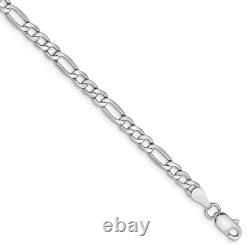 3.5mm 14k White Gold Hollow Figaro Chain Bracelet