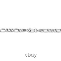 3.5mm 14k White Gold Hollow Figaro Chain Bracelet