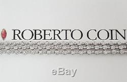 3.6 ct Roberto Coin 18k White Gold Round Cut Diamond Three Row Bracelet 7