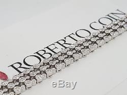 3.6 ct Roberto Coin 18k White Gold Round Cut Diamond Three Row Bracelet 7