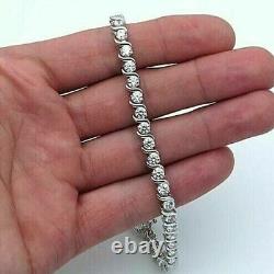 3mm Round Cut 6 CTW Moissanite Women Wedding 7 Bracelet 14K White Gold Plated