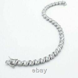 3mm Round Cut 6 CTW Moissanite Women Wedding 7 Bracelet 14K White Gold Plated