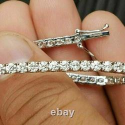 3mm Round Cut Excellent Moissanite Tennis Brecelet 7 Inch 14k White Gold Plated