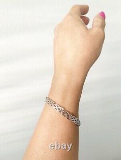 417 10k White Gold Diamond Cut Bracelet 7Long 4.6g