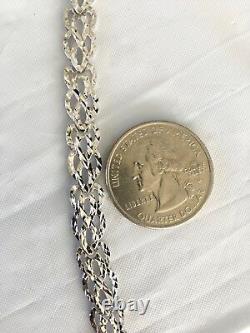 417 10k White Gold Diamond Cut Bracelet 7Long 4.6g